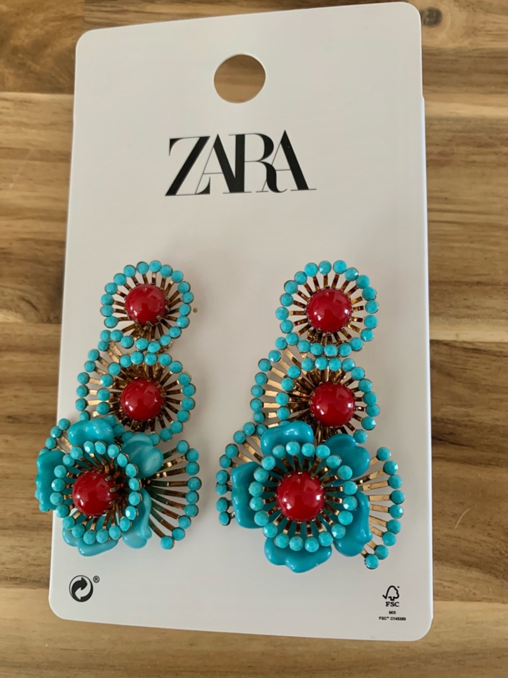 Zara turquoise statement Earrings NWT - Picture 7 of 7